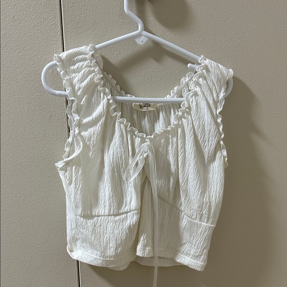 White Ruffled Women's Top